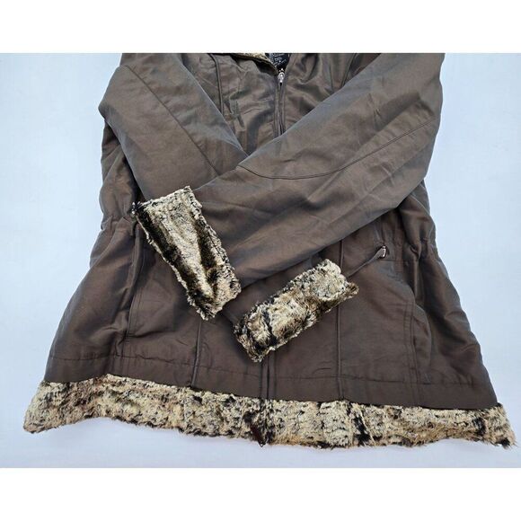 Vintage Tally-Ho Faux Fur Trimmed Brown Jacket S winter cold - Picture 2 of 11